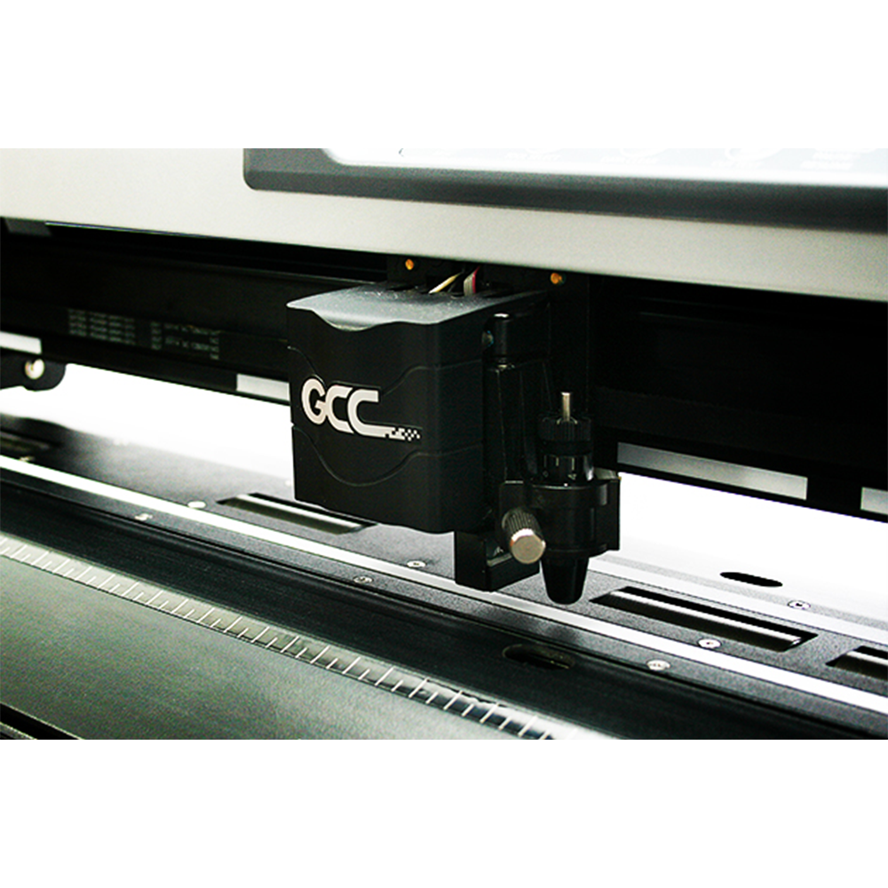 GCC Puma IV-LX 52 Inch Vinyl Cutter with Stand & Media Basket Close Up of AAS-II