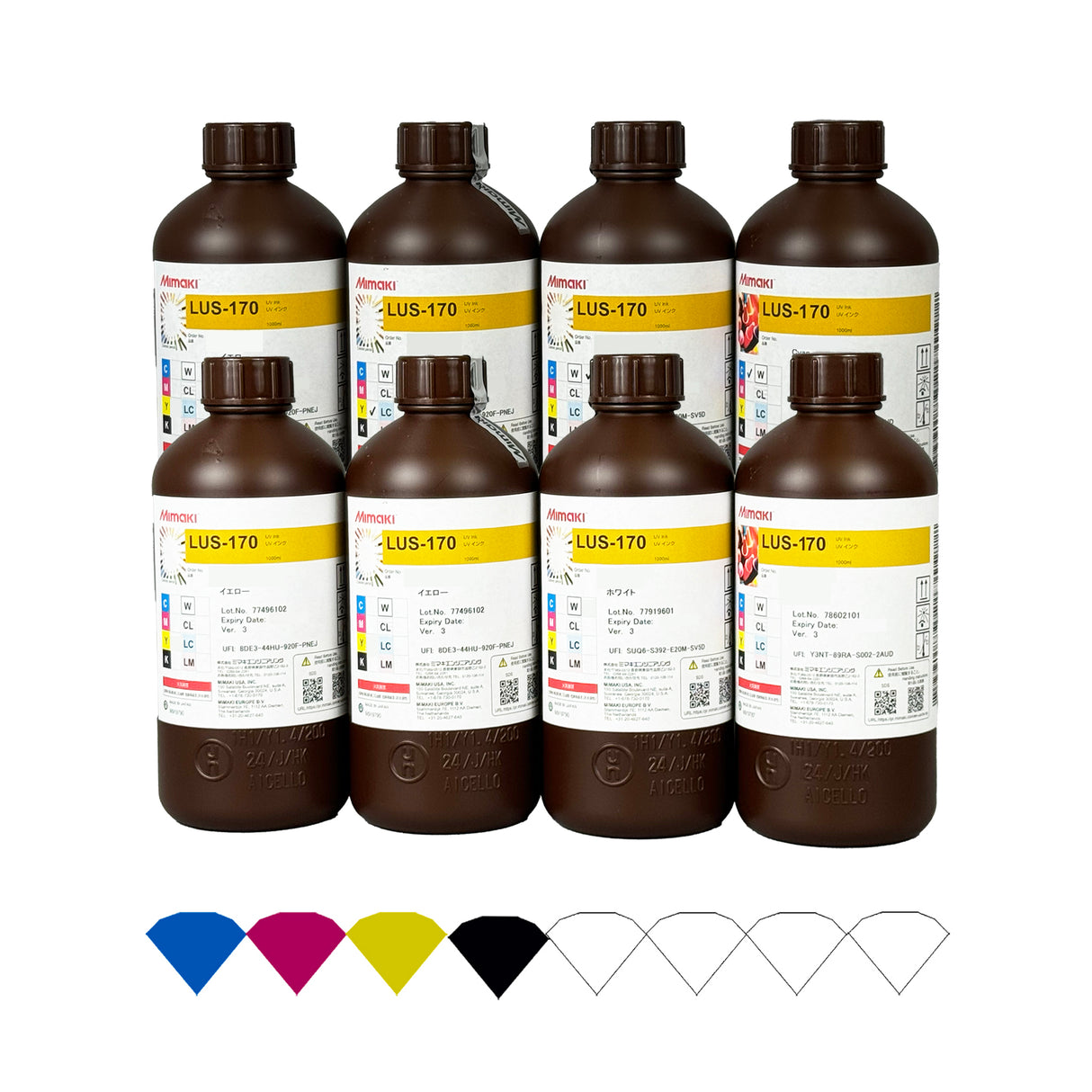 Mimaki LUS-170 UV Curable Ink Starter Kits - CMYK + White & Clear