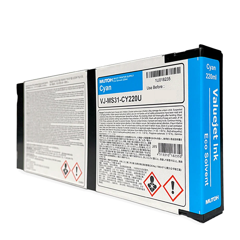 MUTOH MS31 Eco-Solvent Ink Cartridges CMYK Starter Kit - 220ml
