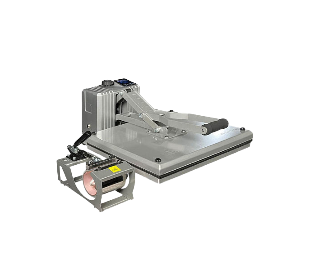 Roland BN2-20A Desktop Printer & Cutter - Essentials Plus Bundle - SilverBolt 1620 CSM Heat Press Side View