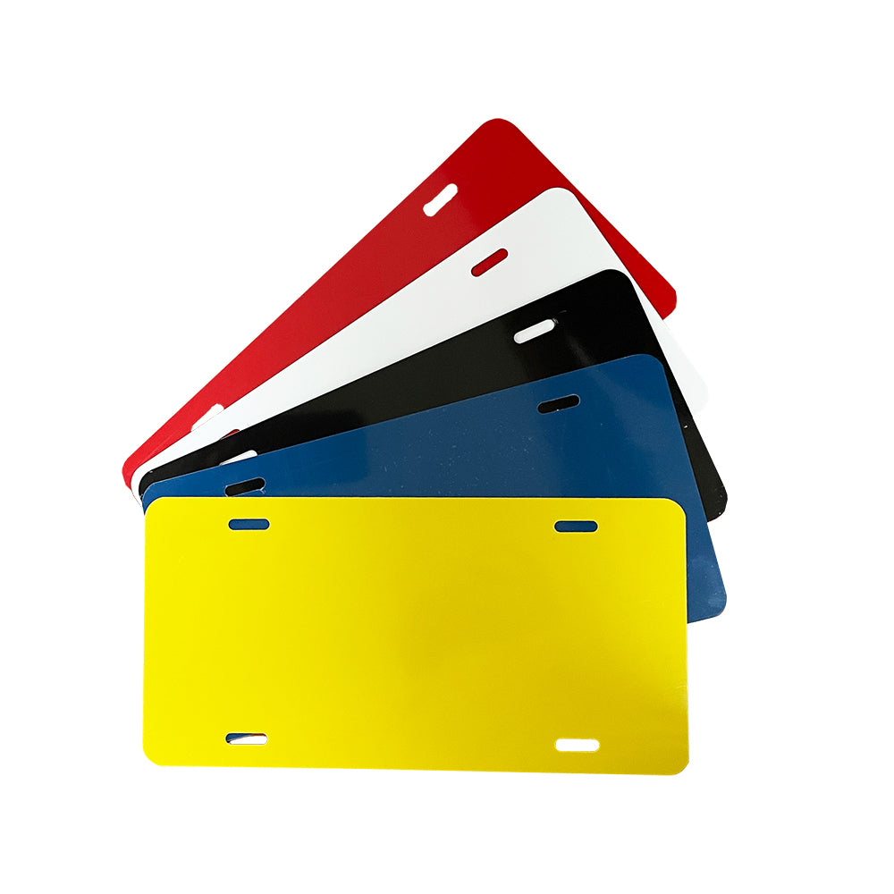 Aluminum License Plate Blanks - 40 mil - 6 in x 12 in - 5 Colors