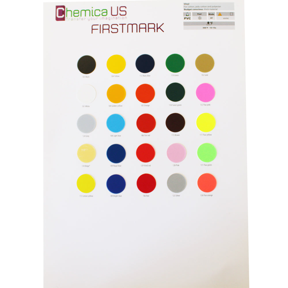 Chemica FirstMARK Heat Transfer Vinyl Color Chart