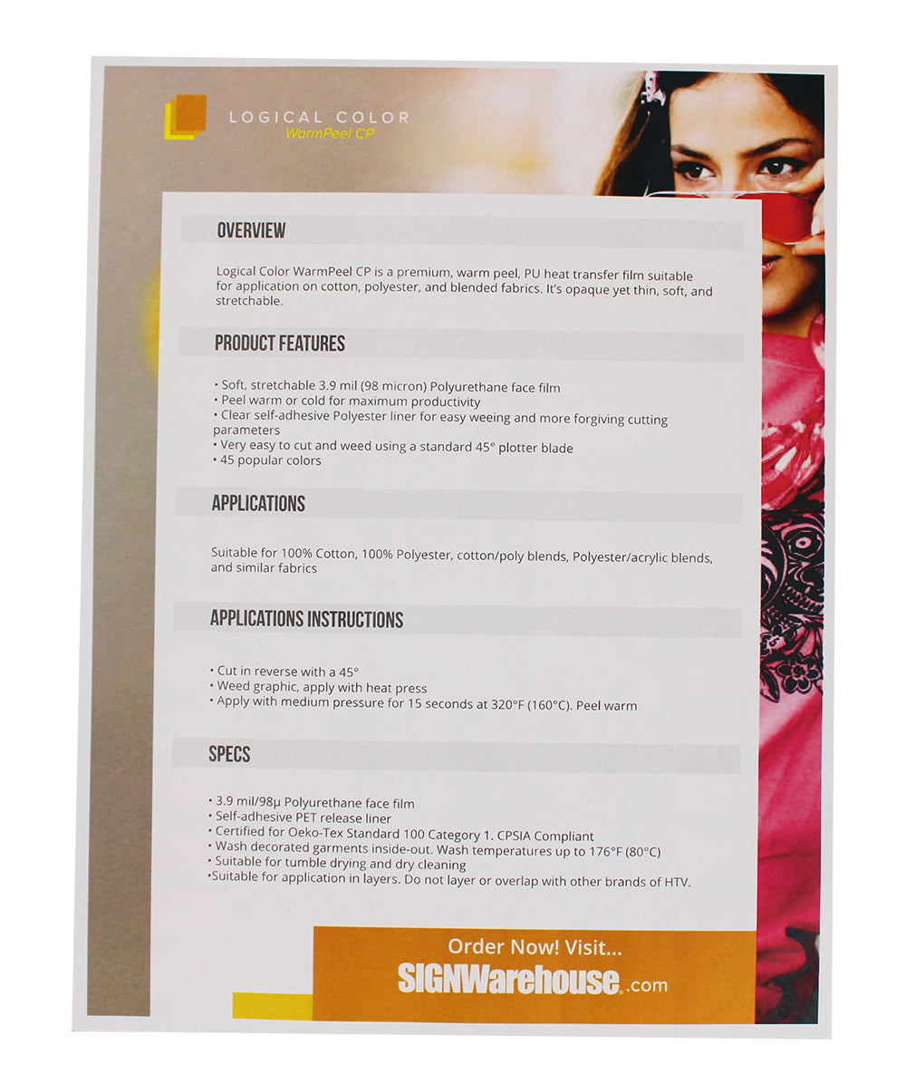 Logical Color WarmPEEL CP Heat Transfer Vinyl Color Chart