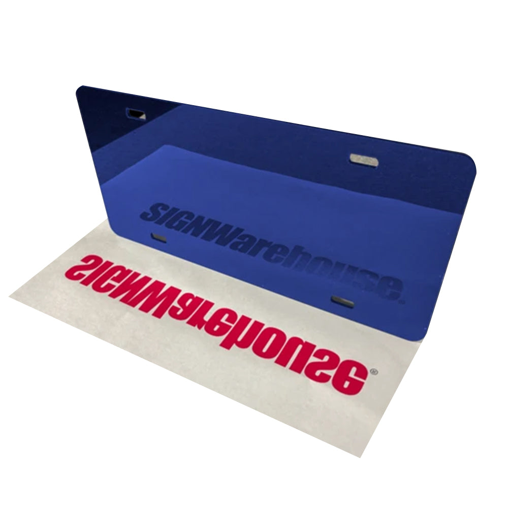 Mirrored Acrylic License Plate Blanks - 6 in x 12 in - 14 Colors
