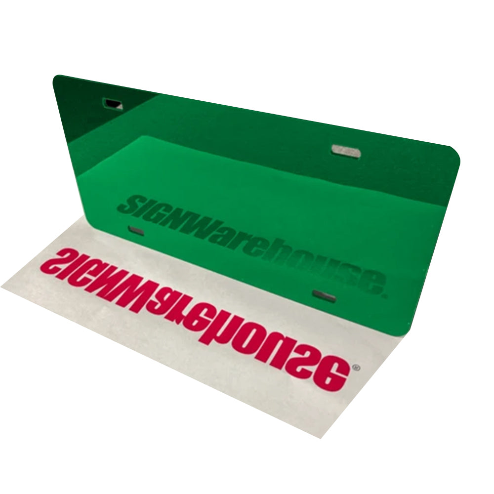 Mirrored Acrylic License Plate Blanks - 6 in x 12 in - 14 Colors