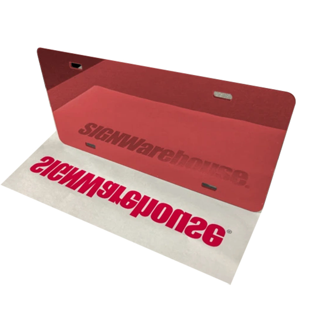 Mirrored Acrylic License Plate Blanks - 6 in x 12 in - 14 Colors
