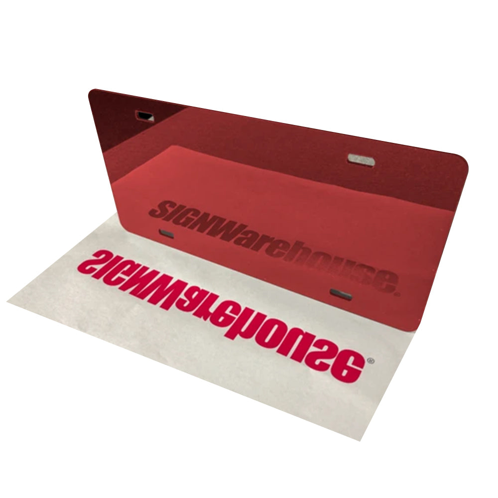 Mirrored Acrylic License Plate Blanks - 6 in x 12 in - 14 Colors