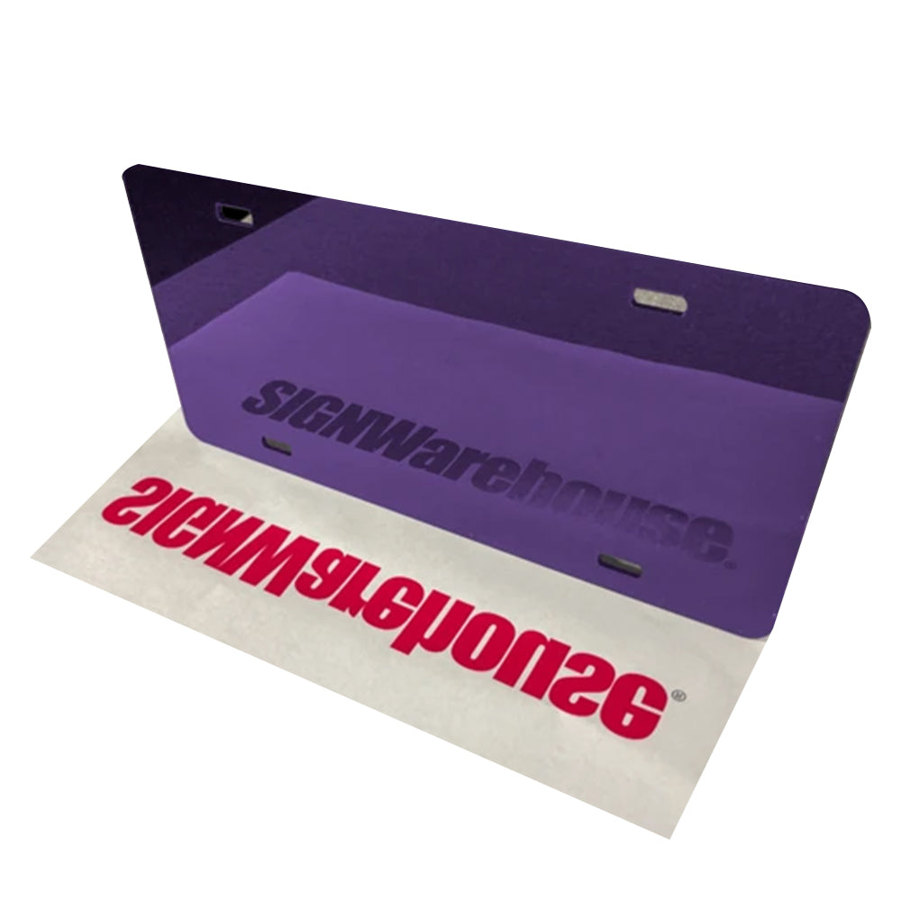 Mirrored Acrylic License Plate Blanks - 6 in x 12 in - 14 Colors