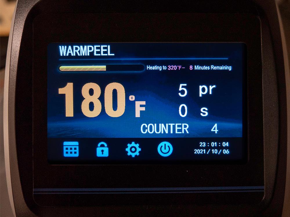 SilverBolt 1620SA Swing-Arm Heat Press Control Panel Close Up