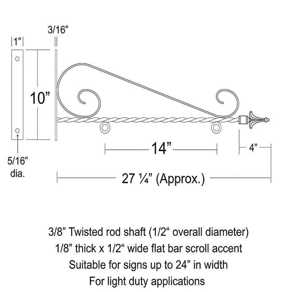 24 inch Regular Scroll Bracket