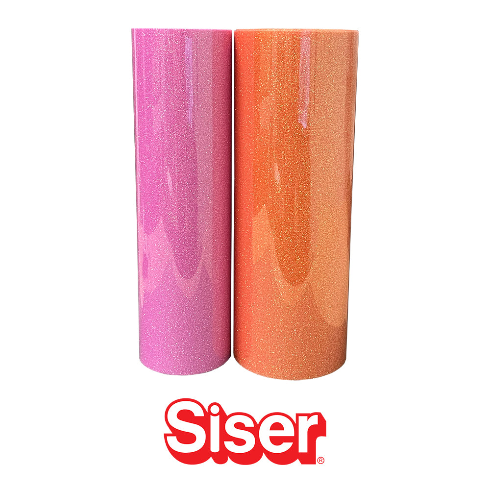 Siser Glitter HTV 20 x 12 Sheet - Iron on Heat Transfer Vinyl (Neon Orange)