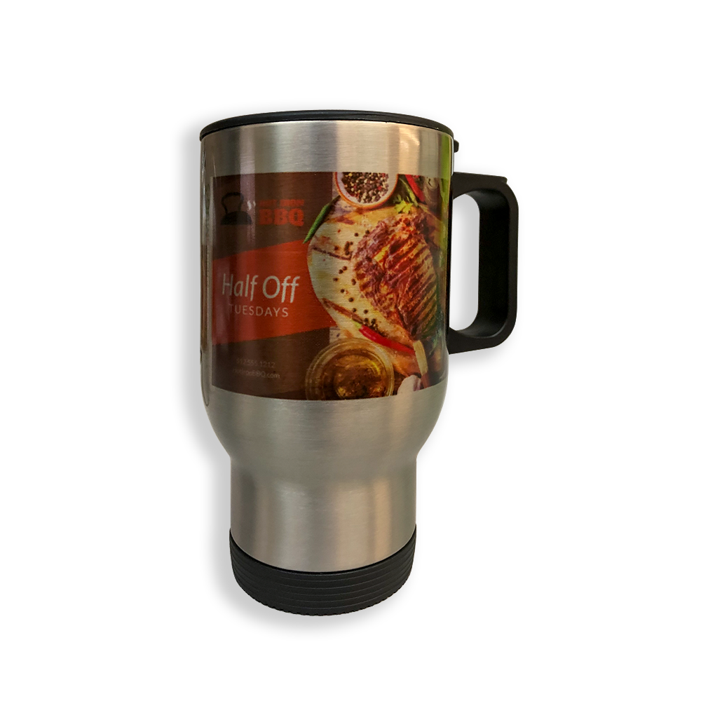 HTX Sublimation Blank - Stainless Steel 14oz Travel Mug - Satin Silver