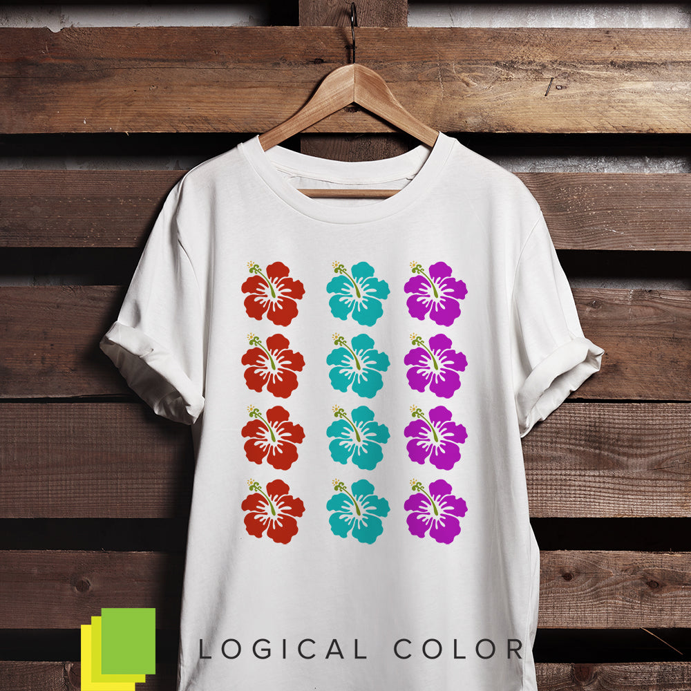 Logical Color WarmPeel Universal HTV on White T-Shirt with Tropical Flowers