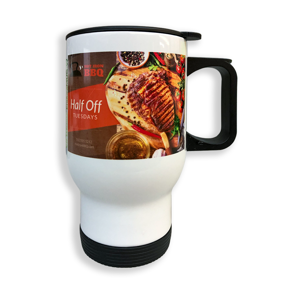 HTX Sublimation Blank - Stainless Steel 14oz Travel Mug - Gloss White