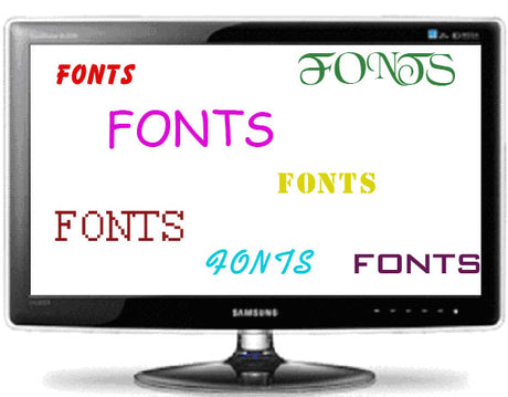 Computer screen with various fonts displayed