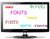 Computer screen with various fonts displayed