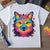 Colorful printed fox design on t-shirt with heat transfer vinyl