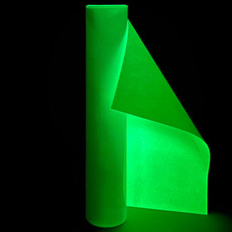 Glow in the dark vinyl roll glowing green