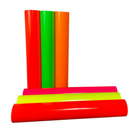 Six colorful fluorescent vinyl rolls