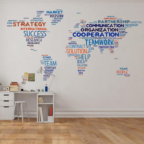 Removable Wall vinyl designs on wall in shape of world map