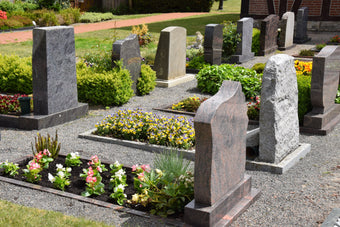 Funeral gravestones showing use of SandMask