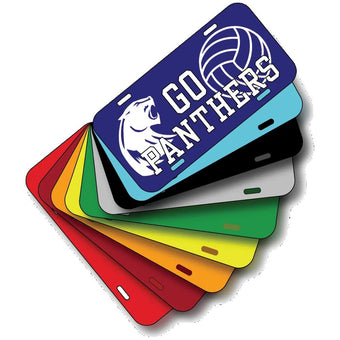 9 Colorful License Plate Blanks in a Spread