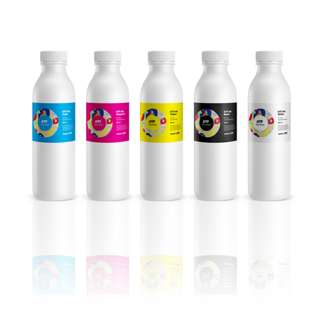 UNINET DTF INK - 500 ml Bottles of Cyan, Magenta, Yellow, Black & White