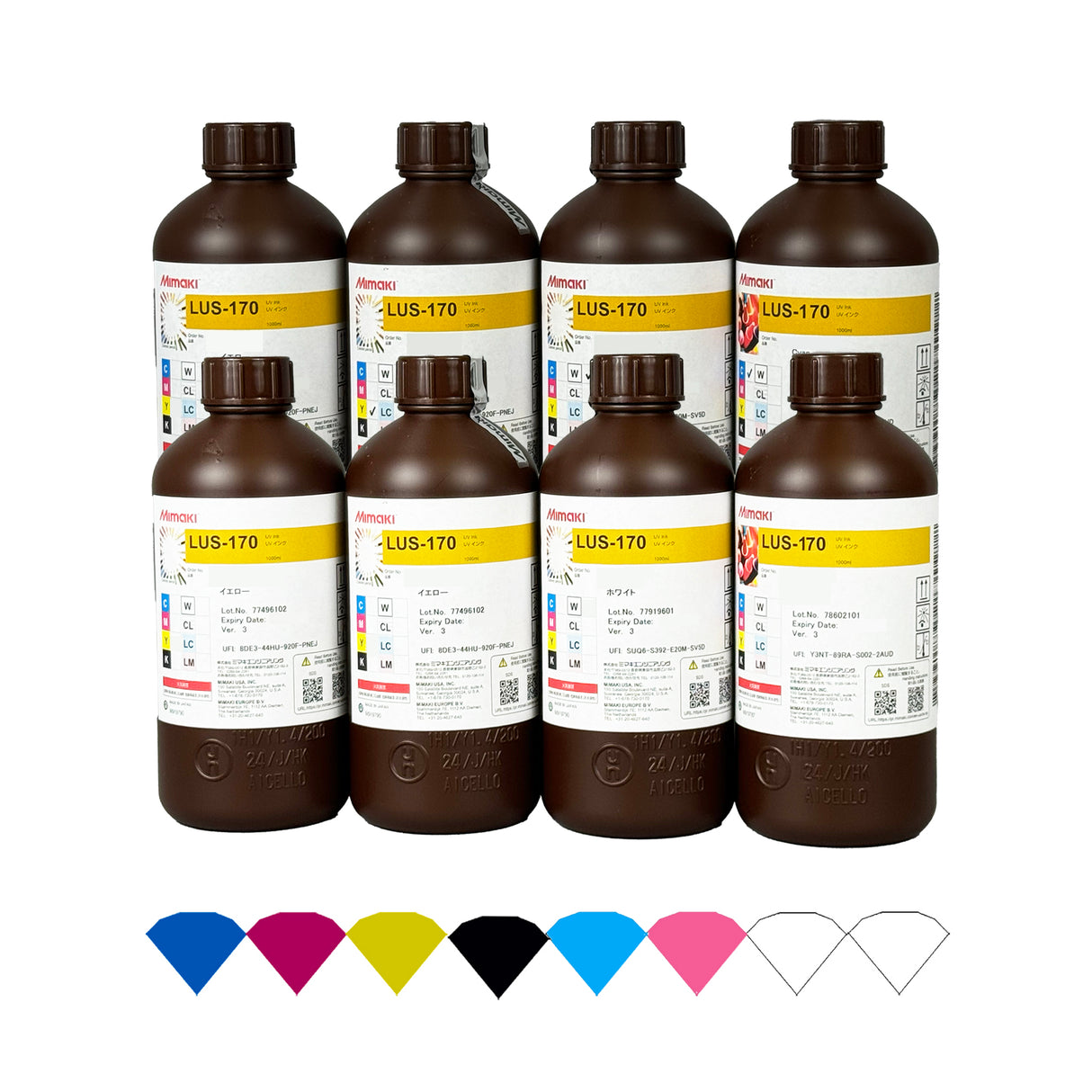 Mimaki LUS-170 UV Curable Ink Starter Kits -  CMYKLcLm + White