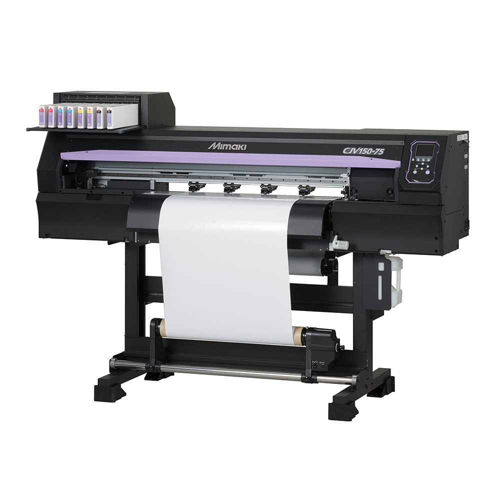 Mimaki CJV150-75 Series - 32 Inch Printer & Cutter - Right Angle View with Media Loaded