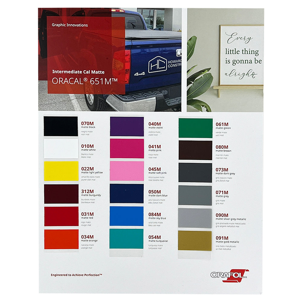 Oracal 651 Vinyl Color Chart