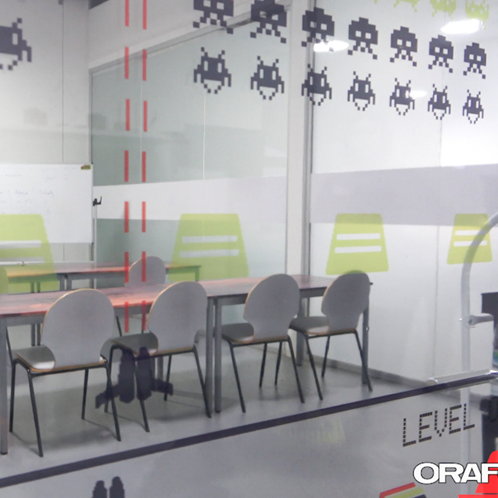 OraJet 3952F Optically Clear Printable Vinyl Sample Office Window