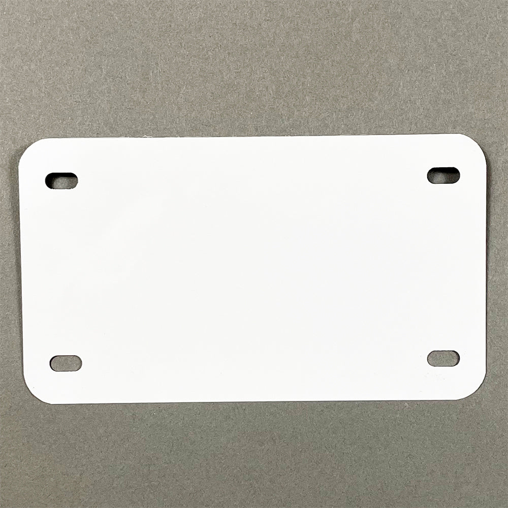 Aluminum Motorcycle Blank License Plate - 4 in x 7 in - Black & White