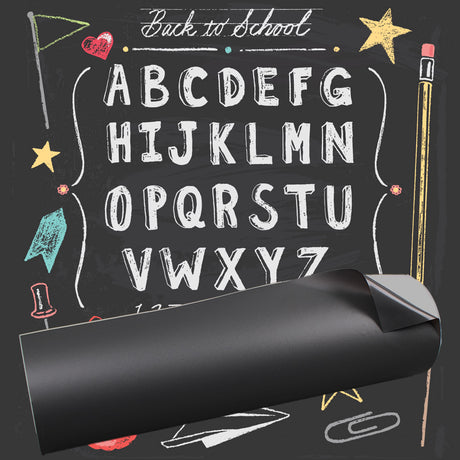 ChalkTalk® Chalkboard Vinyl Roll with Poster Sample Behind