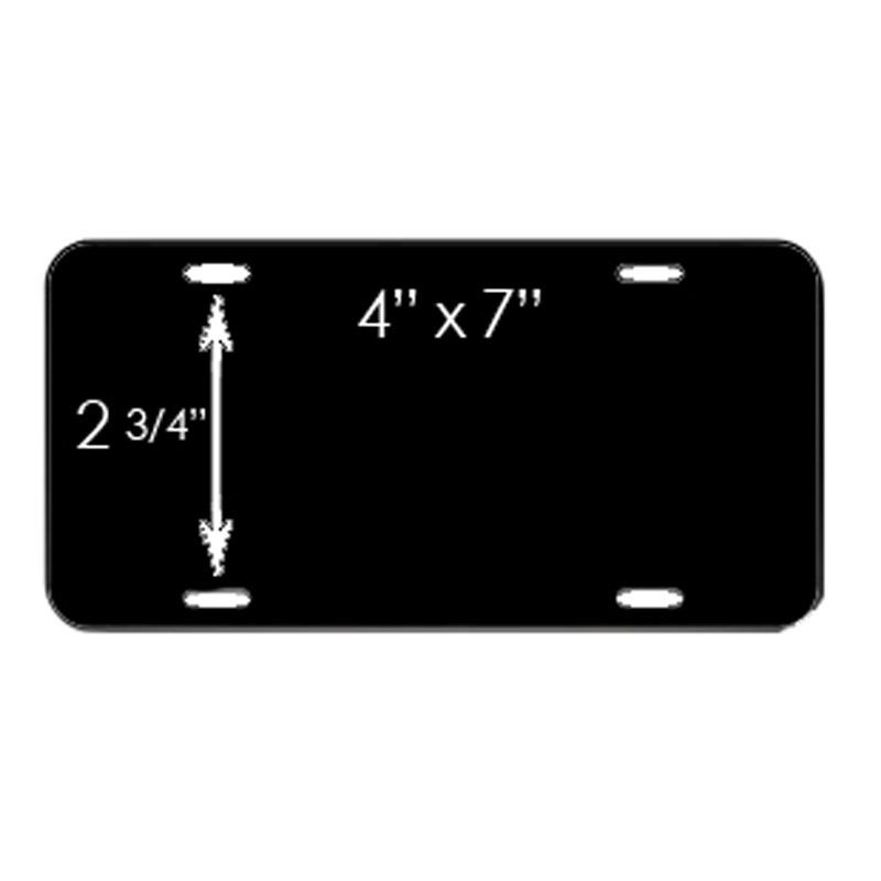 Aluminum Motorcycle Blank License Plate - 4 in x 7 in - Black & White
