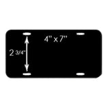 Aluminum Motorcycle Blank License Plate - 4 in x 7 in - Black & White