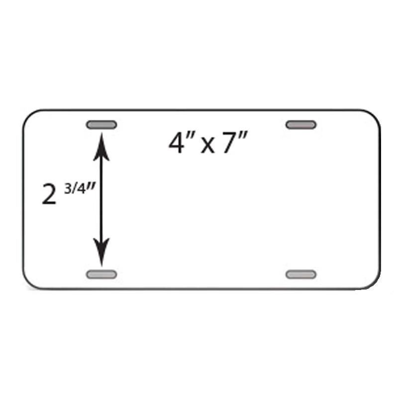 Aluminum Motorcycle Blank License Plate - 4 in x 7 in - Black & White
