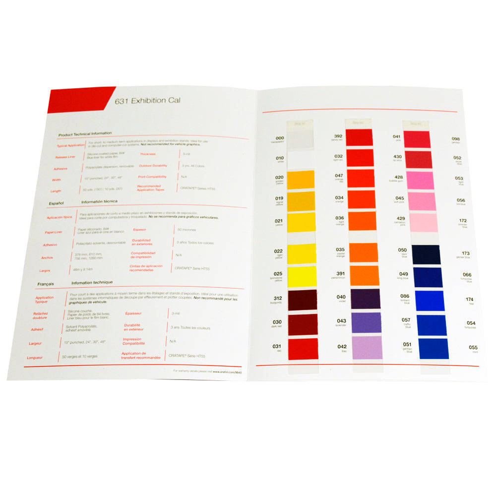 Oracal 631 Vinyl Color Chart
