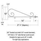 24 inch Regular Scroll Bracket
