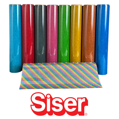 Siser Glitter Heat Transfer Vinyl (HTV) 20 x 150 ft Roll - 45 Colors Available, Blue